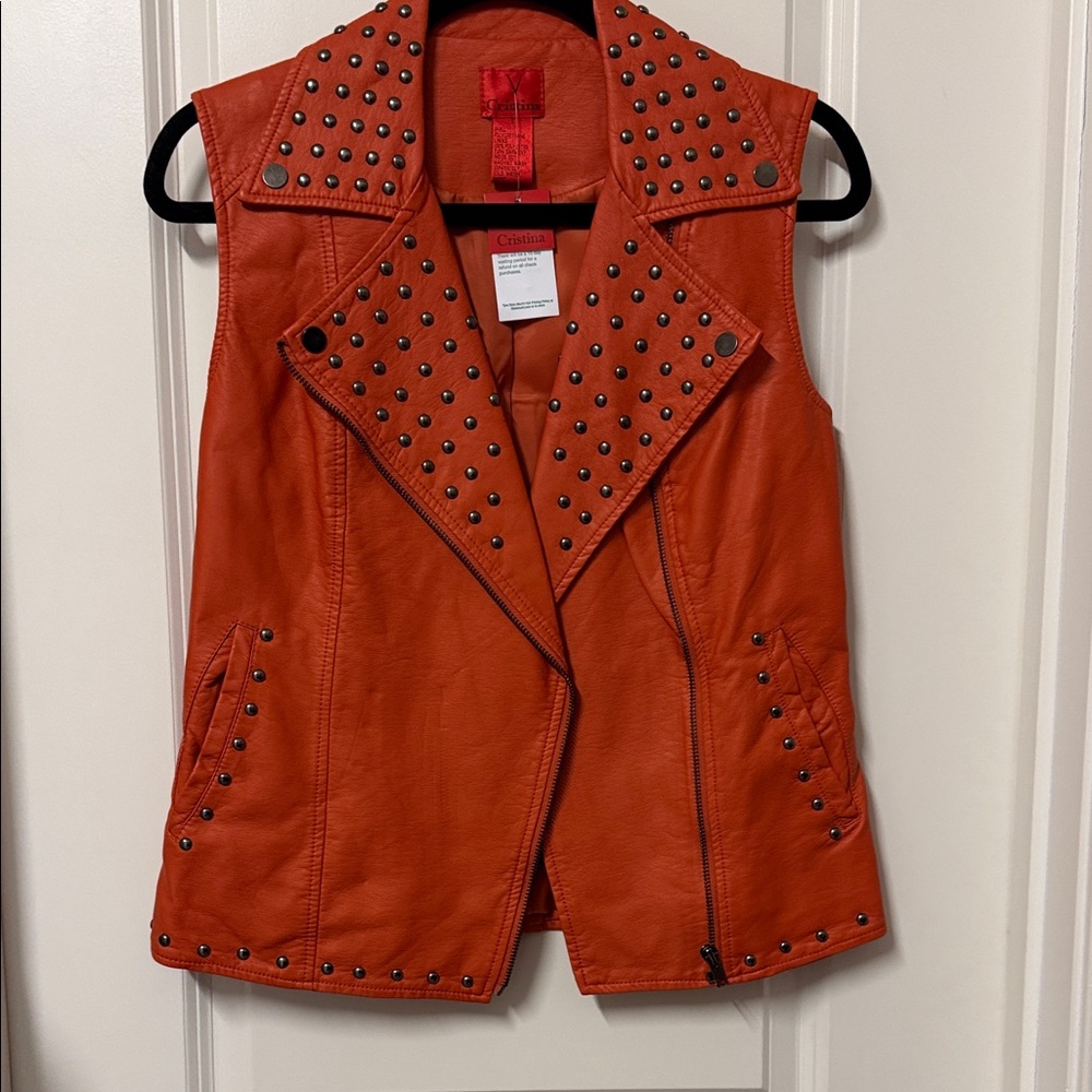 V Cristina Orange Studded Vest